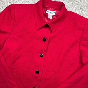 Pendleton Wool Blazer Jacket Women 12 Red Vintage Cropped Button Front